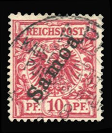 German Colonies, Samoa #53 Cat$15, 1900 10pf carmine, used, signed Steuer