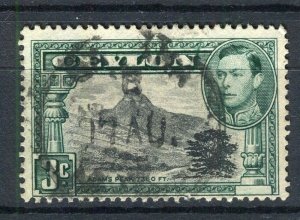 CEYLON; 1938-40s early GVI pictorial issue fine used shade of 3c. value