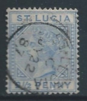St. Lucia #31a Used 2 1/2p Queen Victoria - Die A