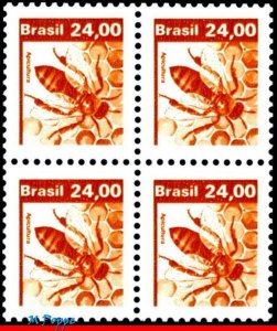 1668 BRAZIL 1982 - ECONOMIC RESOURCES, BEE-KEEPING, INSECTS, RHM 612, BLOCK MNH