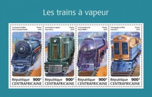 Central Africa - 2018 Steam Trains - 4 Stamp Sheet - CA18201a