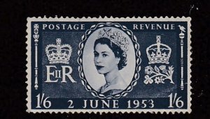 Great Britain # 316, Queen Elizabeth Coronation, Mint LH, 1/3 Cat.