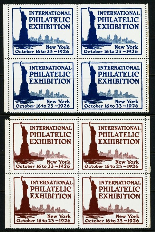 1926 Second International Philatelic Exhibition Cinderella Blocks of 4 MNH