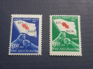 STT Vuja 1951. - Yugoslavia Trieste Zone B - Red Cross + Porto Due * MH Signed