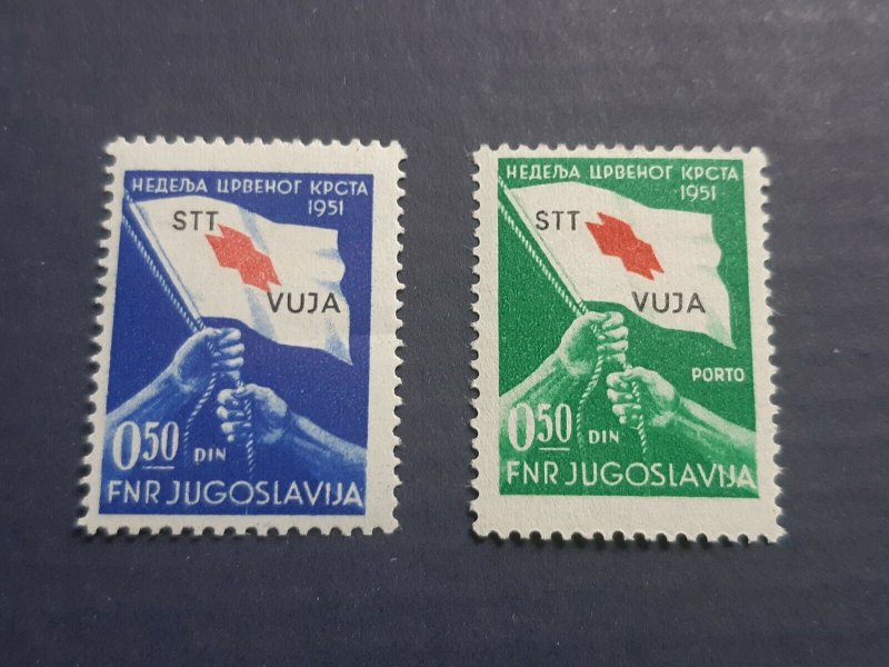 STT Vuja 1951. - Yugoslavia Trieste Zone B - Red Cross + Porto Due * MH Signed