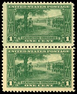 US Sc 617 F-VF/MNH PAIR - 1925 1¢ Green - Lexington-Concord Issue