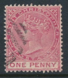 St Christopher SG 13 One Penny Carmine-Rose Used