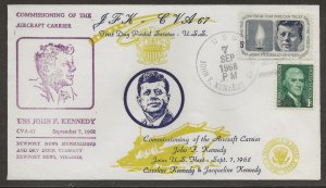 9/7/1968 USS John F. Kennedy CVA 67 Cover First Day Commissioning