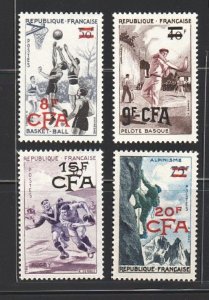 France- Reunion 1956 Surcharged with 2 Bars (4v Cpt) MVLH CV$30+