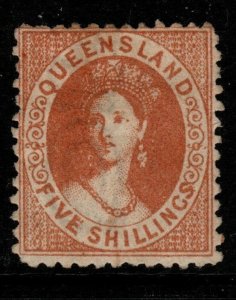 QUEENSLAND SG124 1880 5/= YELLOW-OCHRE MTD MINT