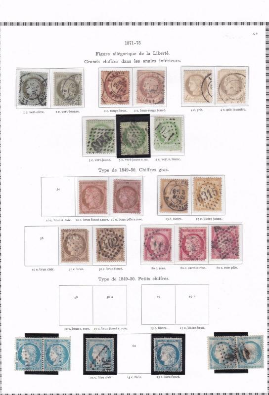 france 1871 - 1875  used stamps ref r8480