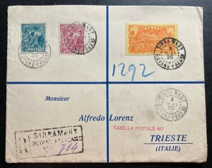 1926 Sinnamary French Guiana Registered Cover To Triest Italy Sc#83