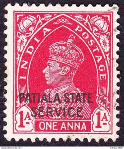 INDIA PATIALA 1937 KGVI 1a Carmine 'Service' SGO65 FU