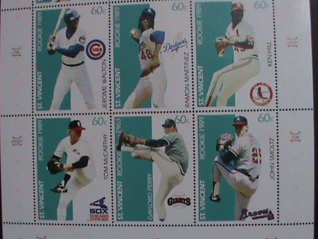 ST.VINCENT-1989 SC#  1225 -MAJOR LEAGUE BASEBALL IN STAMPS MNH SHEET #2 -VF