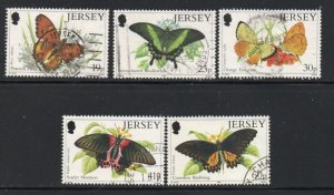 Jersey  Sc 727-731   1995 Butterflies & Moths stamp set used