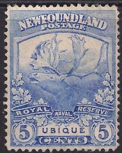 Newfoundland 1919 KGV 5ct Ultramarine Royal Navy Reserve SG 134 ( M1026 )