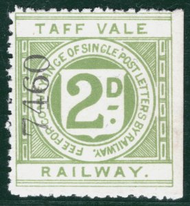 GB Wales TAFF VALE RAILWAY KEVII Letter Stamp 2d (1907) Mint MNH {samwells}SBW89