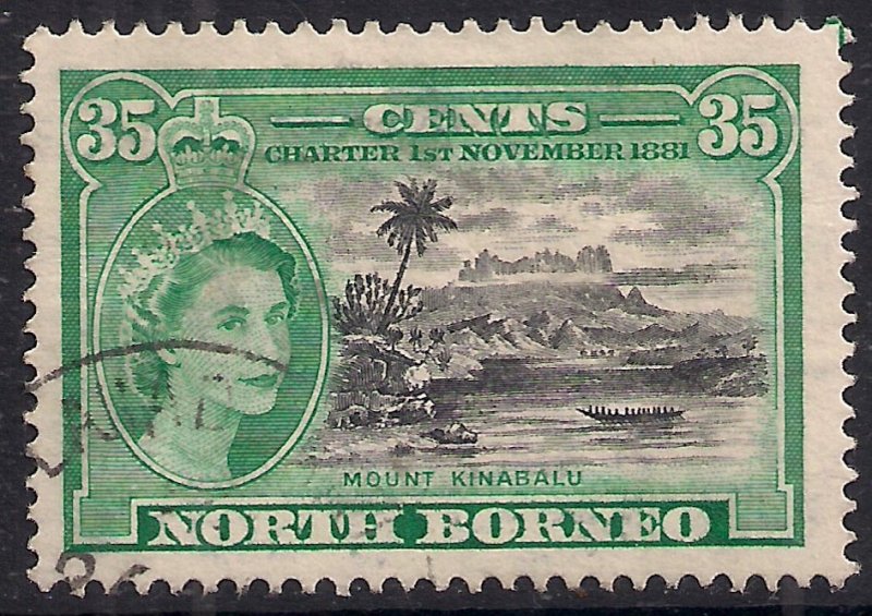 North Borneo 1956 QE2 35ct Mount Kinabalu Used SG 389 ( B46 ) 