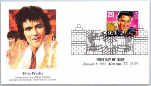 U.S. CACHETED FIRST DAY COVER ELVIS PRESLEY KING OF ROCK N' ROLL 1993