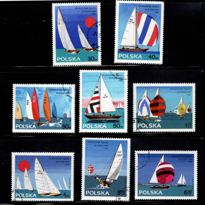 Poland Scott 1324-1331 Used CTO Sailboat stamp set expect similar cancels