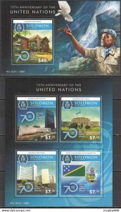 2015 Solomon Islands 70Th Anniversary Of United Nations #3456-60 1+1 ** Ls492