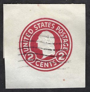 United States #U429b 2¢ Washington (1916). Carmine. Die 3. Cut square. Used