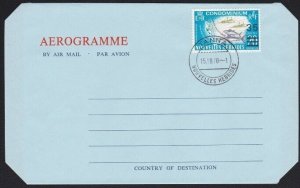 NEW HEBRIDES FRENCH 1970 35 on 20c on aerogramme - first day pmk TANNA.....B2709