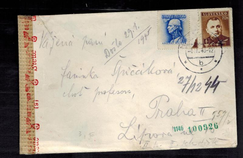 1943 Slovakia Censored cover to Prague SS