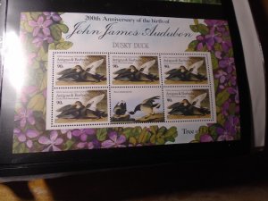 Anttigua & Barbuda   Birds   J J Audubon  #  911  Mini Sheet