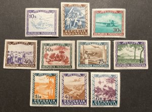 Indonesia 1949 #C19-27,29, Airplanes, MNH.