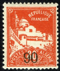 Algeria #72  MNH - 90c on 80c Surcharged La Pecherie Mosque (1927)