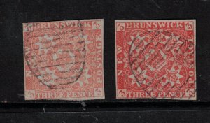 New Brunswick #1 #1a Used Fine Red & Dark Red Shades