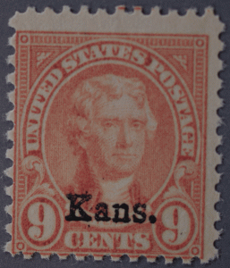 United States #667 9 Cent Jefferson Kans. Overprint MNH