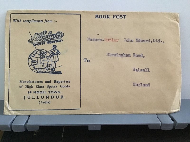 India 1954  Book Post Kashmir Sports Industry to England  stamp cover R31916 