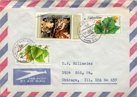 Germany D.D.R., Airmail, Art, Plants