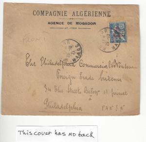 1921 French Morocco To USA Cover With Better Scott # 18 - Front Only (AB12)