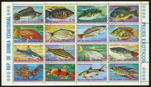 Equatorial Guinea Michel 688-703a sheet,CTO. Fish,1975.