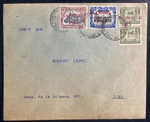 1916 Callao Peru Cover To Lima Sc#192 Inverted Overprint Error !