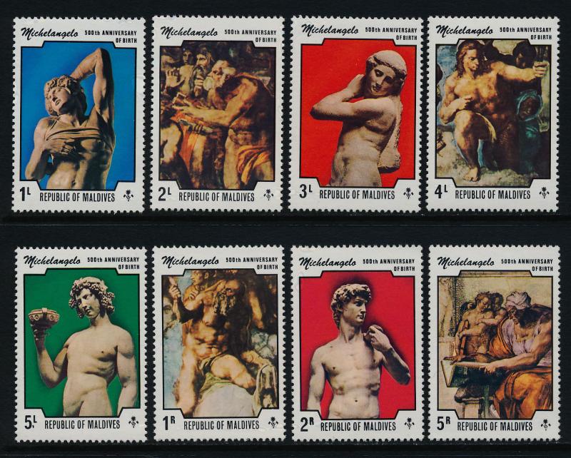 Maldives 593-600 MNH Art, Michelangelo, Sculpture