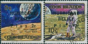 Cook Islands 1972 SG393-395 Apollo Moon Landing HURRICANE RELIEF ovpt FU