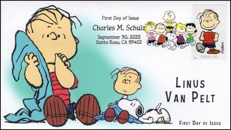 22-247, 2022 ,Charles M Schulz, Digital Color Postmark, First Day Cover, Peanuts 