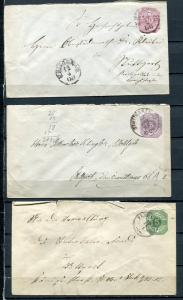 Germany Wurttemberg 1885  3 Postal Stationary  Covers Used  5146