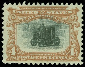 US SCOTT #296, 4¢ MINT-XF-LH, Pan American Exposition Issue, Vignette Shifted Up