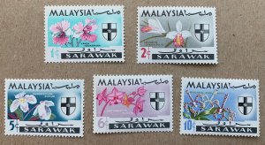 Sarawak 1965 Orchids to 10c, MNH. Scott 228-232, CV $4.20. SG 212-216