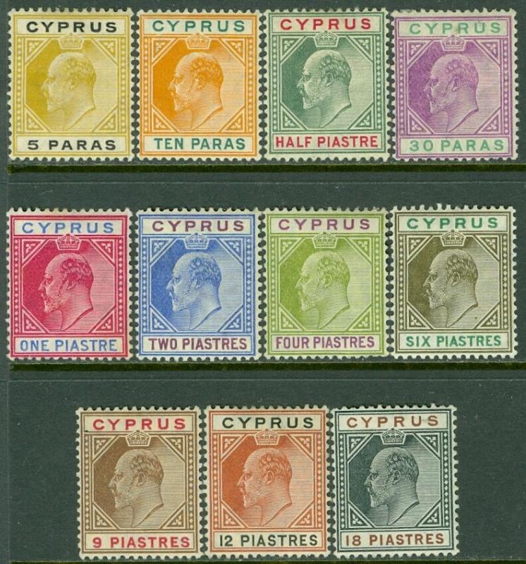 CYPRUS : 1904-10. Stanley Gibbons #60-70 Very Fine, Mint OGH. Catalog £230.00.