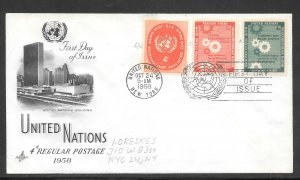 Just Fun Cover United Nations #63,65,66, FDC Artcraft Cachet (my5604)