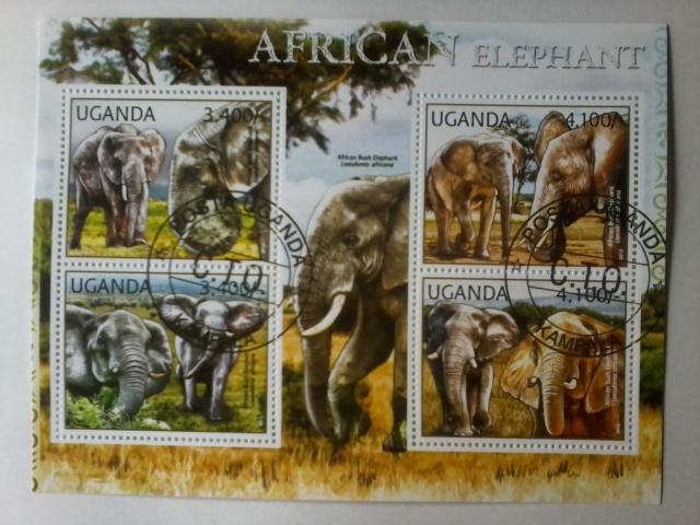 UGANDA SHEET USED WILDLIFE AFRICAN ELEPHANTS