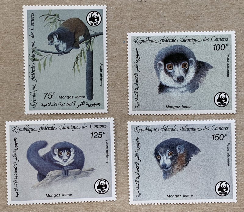 Comoro Islands 1987 WWF Mongoose Lemurs, MNH. Scott C171-C174, CV $16.00