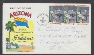 US Planty 1192-16 FDC. 1962 4c Arizona Statehood, Fluegel cachet, addressed