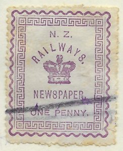 New Zealand Railways Newspaper Stamp. One Penny Used.